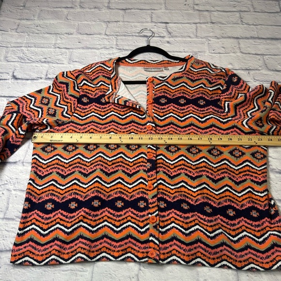 Coastal Cowgirl Rebecca Malone Orange/Navy Southwest Print Cardigan. Size XL. - Picture 8 of 10